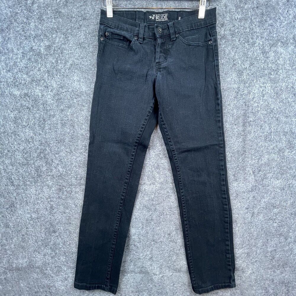 Hot Topic XXX Rude Jeans 26 Black Skinny Skater Goth Grunge Punk Rocker‎